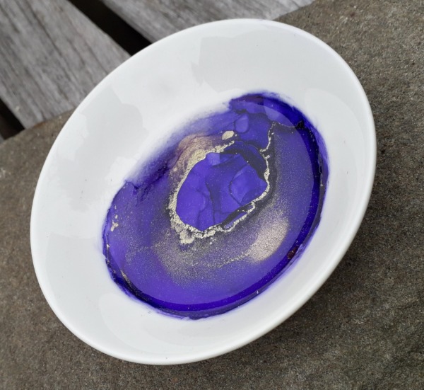 Purple & Gold Ceramic Trinket Dish