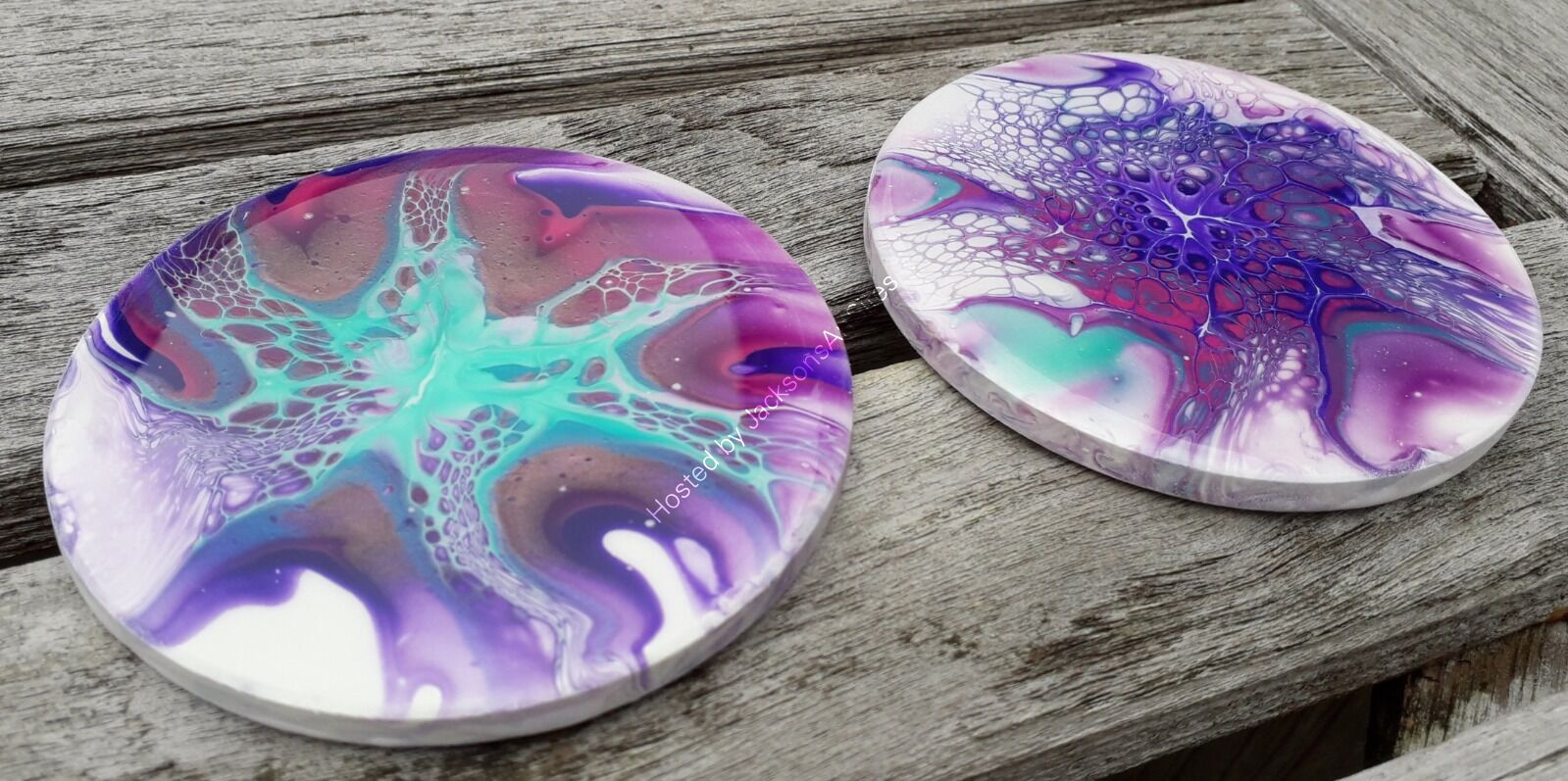 Purple, Turquoise & Bronze Round Coasters