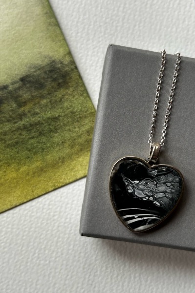Black & White Heart Pendant
