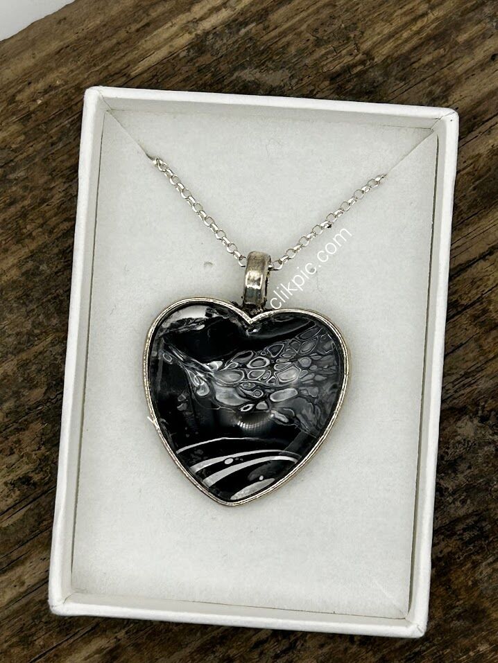 B & w  heart in box