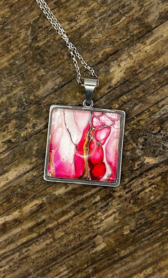 Pink, Ivory & Bronze Stainless Steel Pendant