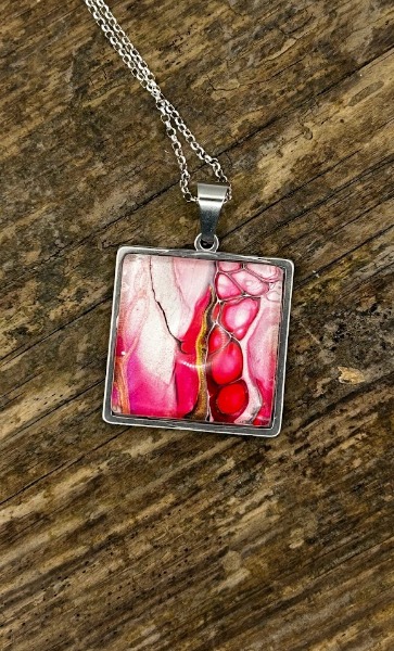 Pink, Ivory & Bronze Stainless Steel Pendant