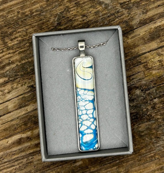 Ivory & Blue Long Pendant