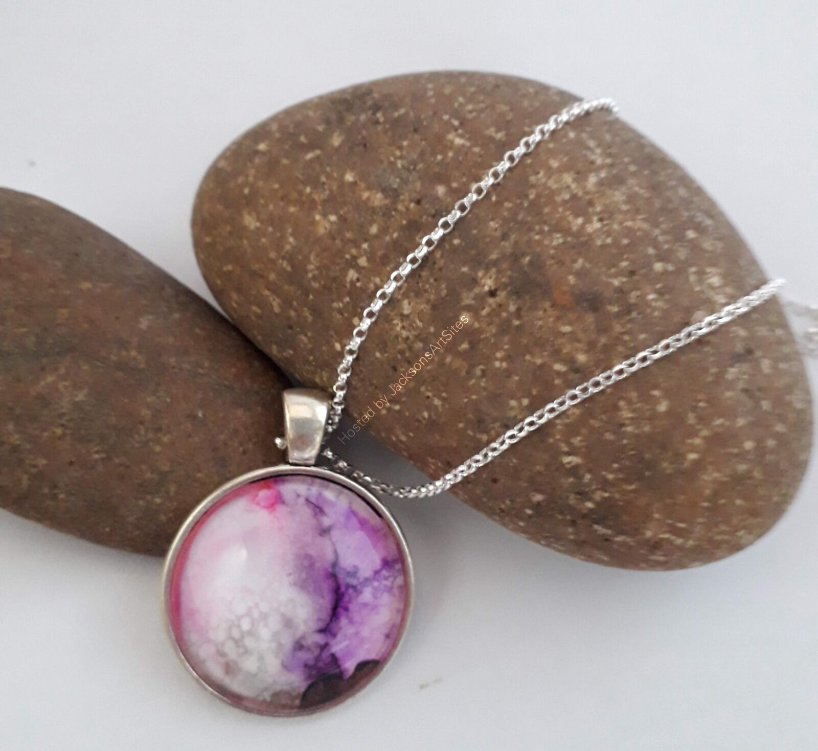 Purple & Grey Marbled Round Pendant
