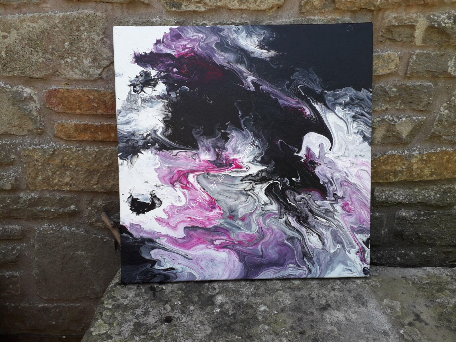 Purple smoke on stone seat