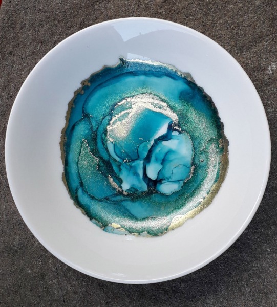 Teal & Gold Trinket Dish