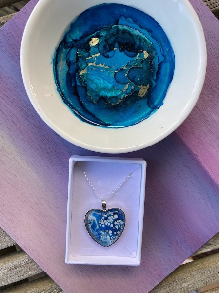 Blue & White Heart Pendant