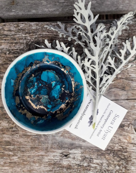 Blue & Brass Trinket Dish