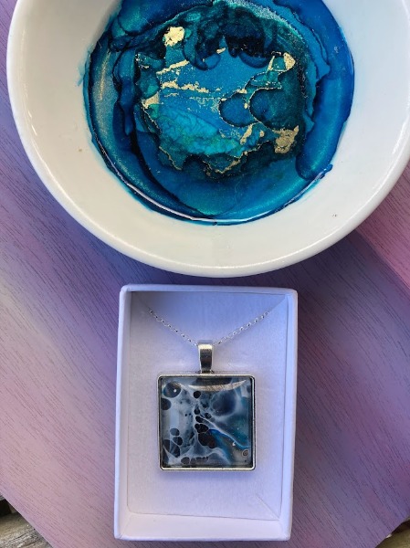 Blue & Grey Square Pendant
