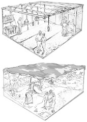 Pencil roughs. Bear Grylls 'Escape Rooms' PencilRoughs_BearGrylls_SallyBarton_storyboards