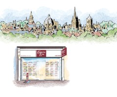 Estate agents: Chamberlain Evans, Oxford sallybarton_digitalillustration_EstateAgent_premises_OxfordSkyline