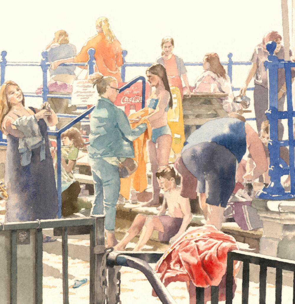 sallybarton_watercolour_Margate_Seaside_holidays_Light&Dark_figurative