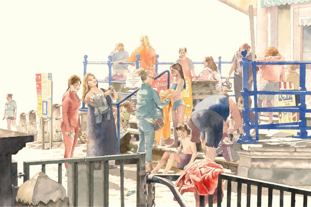 sallybarton_watercolour_Margate_Seaside_holidays_Light&Dark_figurative