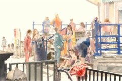 sallybarton_watercolour_Margate_Seaside_holidays_Light&Dark_figurative