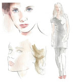 Beauty and fashion illustrations in pencil line & watercolour