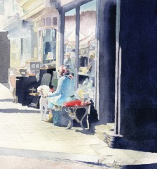 Woman with Poodle FavershamMarket_sally barton_watercolour