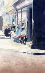 Woman with Poodle watercolour_SallyBarton_WomanwithPoodle