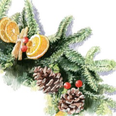 Christmas wreath watercolour illustration_sally barton_ChristmasWreath