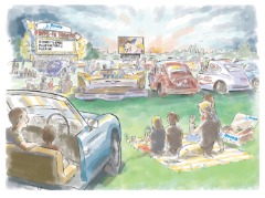 Concept visual for drive-in cinema ArtistImpression_conceptvisual_SallyBarton_HavenHolidays