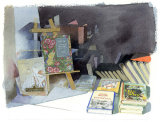 Window of the Antiquarian bookshop Watercolour illustration_sally barton_antiquarian