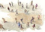 Street view, shoppers watercolour lilustration_sally barton_Street view