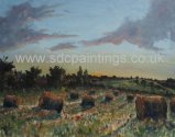 Hay Bales At Sunset