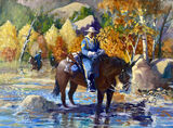 High Country Patrol Oil Painting of US Cavalry patrol in the high country in Montana