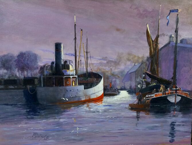 City of Norwich, The Port of Norwich, River Yare, Coasters, Wherries, Marine Painting Acrylic painting