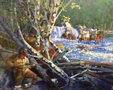 Buckskin and Blackfeet Western Art, Yellowstone, Blackfeet tribe, Acrylic painting