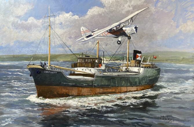 aviation art marine art F T Everards Auster aircraft