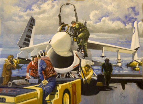 A7E Corsair on board USS Enterprise - flight prep