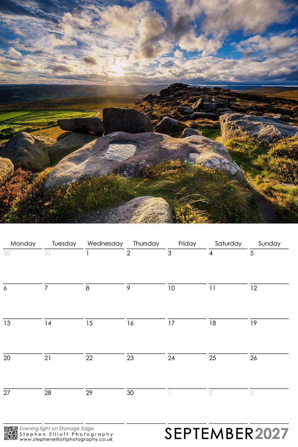 September 2027 - Evening light on Stanage Edge