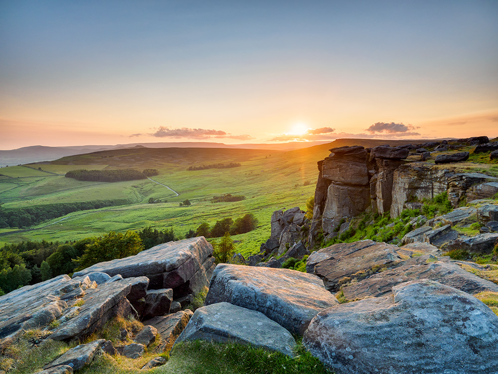 Summer sunset over Stanage Edge