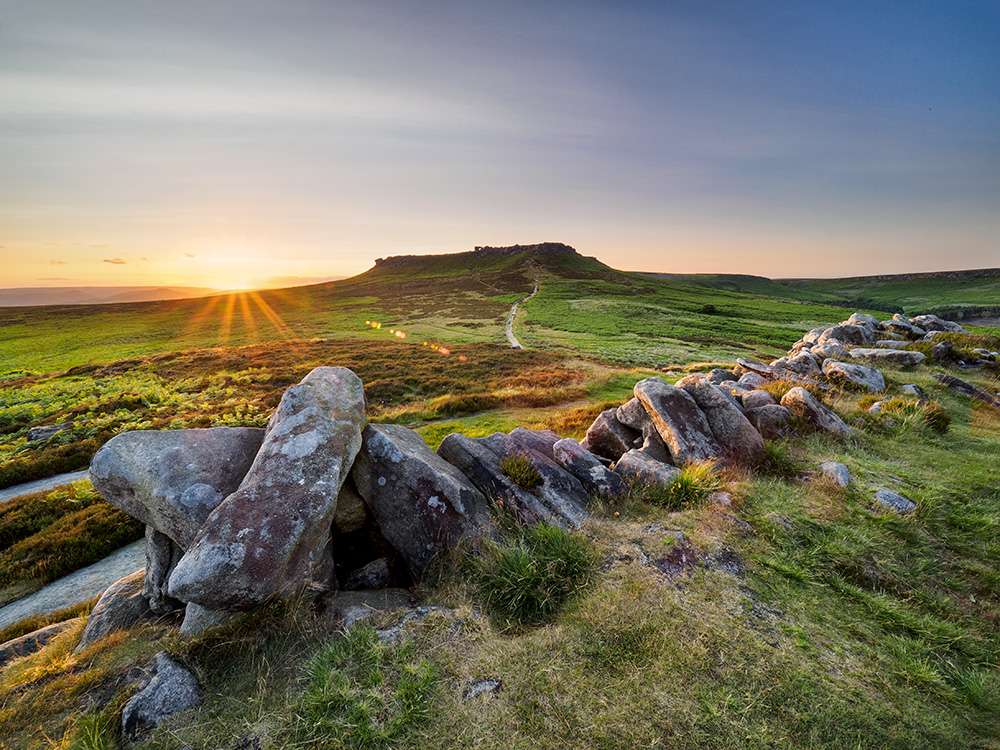 Summer sunset over Higger Tor from Carl Wark