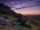 Pre-dawn over millstones at Upper Stanage