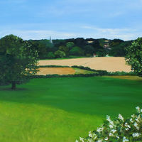 "Across the fields to Patching village church"