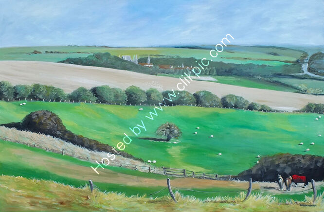 "Across the fields to Lancing College"