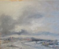 November Snowfall 50x60x1 oil on canvas