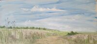 Walking on the Common 40x90x4 cm oil on canvas