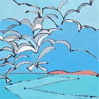 Seagulls Always Follow Fishing Boats 40x40 cm. acrylic