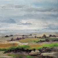 January Landscape -Resting Fields 80x80cm. acrylic on canvas.