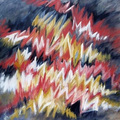 Dancing Tatters acrylic on canvas 90x90cm