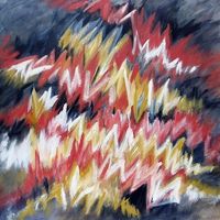 Dancing Tatters acrylic on canvas 90x90cm