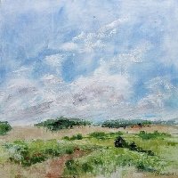 Hampshire Path Across the Field 60X60 cm. acrylic on canvas