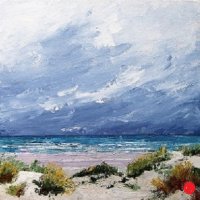 Hiding in the Dunes 30x30cms acrylics.