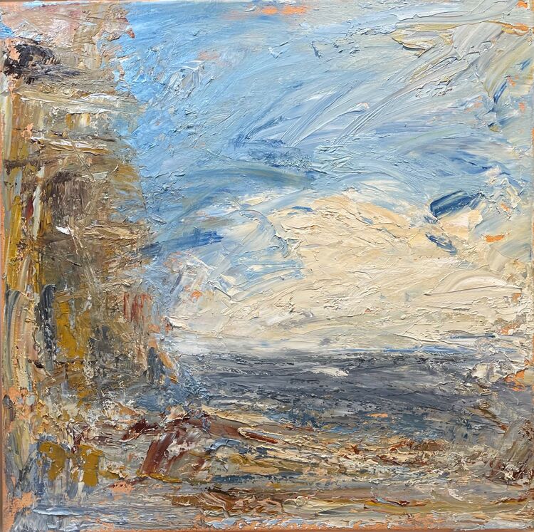 Facing the Sea 50x50cm. Framed 57x57x4cm