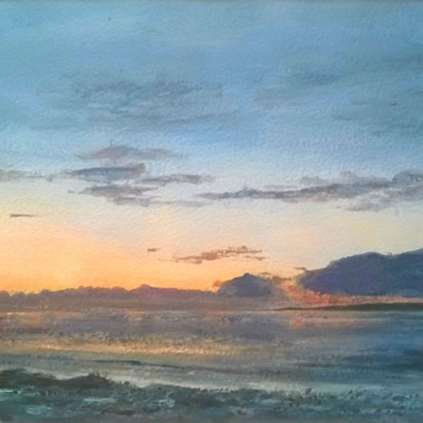 Sunset, Morecambe Bay; acrylic; 36 x 20 FS