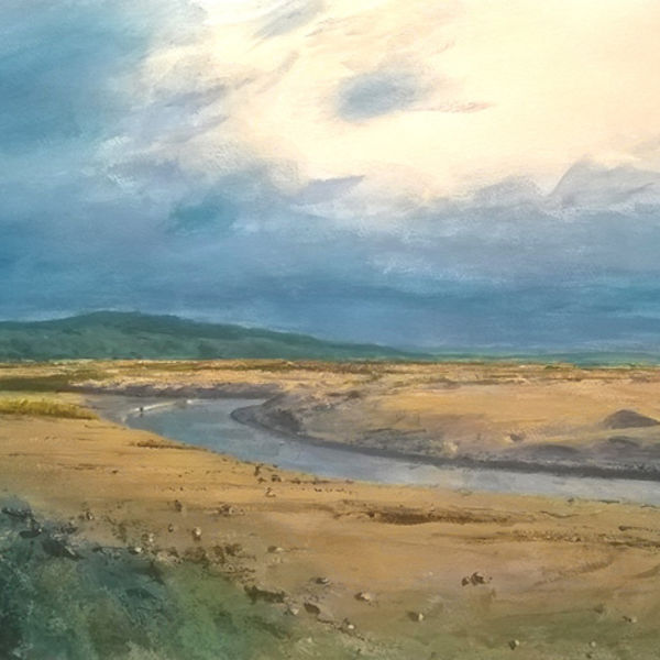 Warton Crag from Jenny Brown's Point; acrylic on paper S