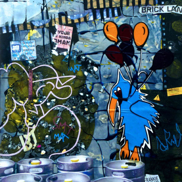 Blue Bird Graffiti; mixed media 30 x 40