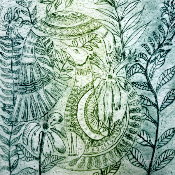Love Birds; etching; 18 x 18 FS